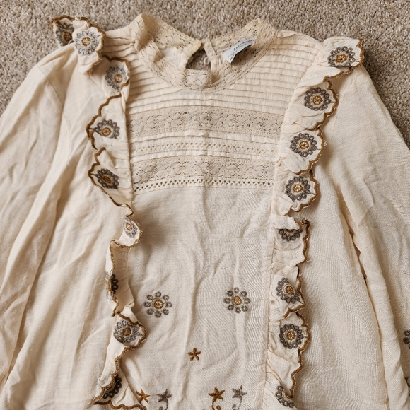 Zara Premium Collection Ruffled Lace Blouse Size Small - Picture 12 of 12